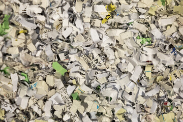 Shredded paper closeup identity theft protection