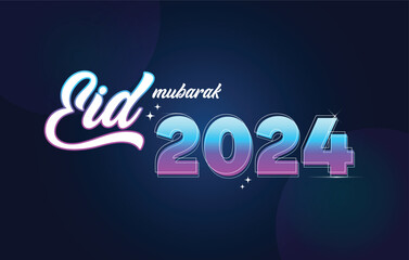 EID MUBARAK 2024 text effect vector background illustration greeting card design template