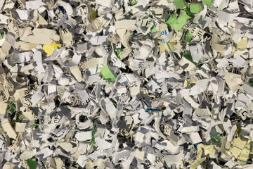 Shredded paper closeup identity theft protection