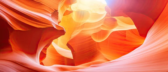 Poster beautiful landscape view of artistic lower Antelope Canyon Arizona with golden sunlight created with Generative AI Technology © AstraNova