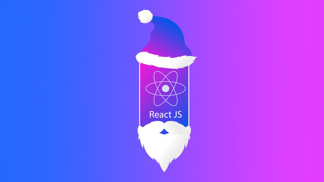React JS new year set. React Native mobile app. Development concept in a modern flat style, icons, logo. Flat stock vector illustration.