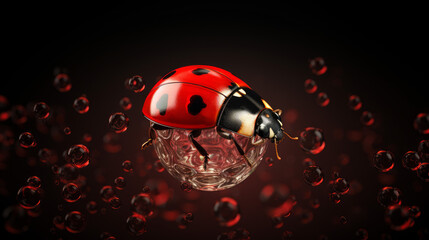 Fototapeta premium Dynamic image with a ladybug in mid-motion