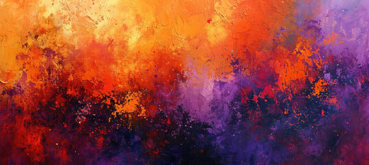 Vibrant Orange and Purple Abstract Canvas - obrazy, fototapety, plakaty