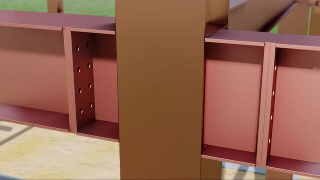 Vigas Met&aacute;licas Sendo Parafusadas ao Pilar