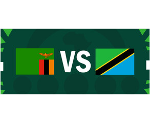 Zambia And Tanzania African Flags Nations 2023 Group F Teams Countries African Football Symbol Logo Design Vector Illustration