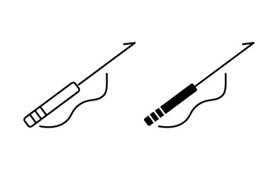 Harpoon outline icon collection or set. Harpoon Thin vector line art