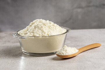 Powdered milk. Portion of granulated milk powder.