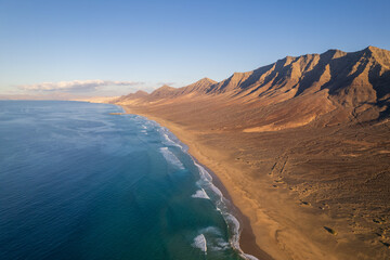 Aerial view of Cofete beach at Fuerteventura