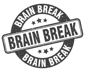 brain break stamp. brain break label. round grunge sign
