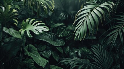 Fototapeta na wymiar Tropical leaves background. Green leaves background