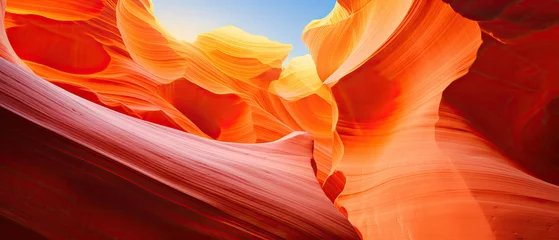 Poster Im Rahmen beautiful landscape view of artistic lower Antelope Canyon Arizona with golden sunlight created with Generative AI Technology © AstraNova