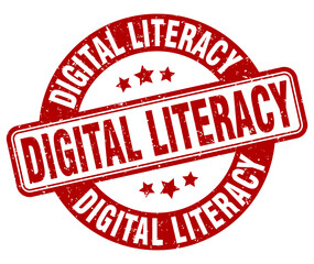 digital literacy stamp. digital literacy label. round grunge sign