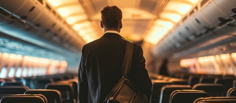 A departing plane passenger with business attire.