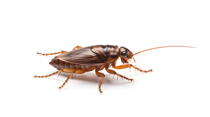 isolated cockroach, empty space on white background