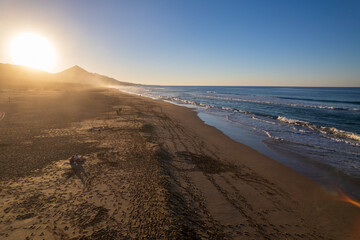 Aerial view of Cofete beach at Fuerteventura