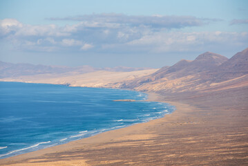Fototapeta na wymiar Aerial view of Cofete beach at Fuerteventura