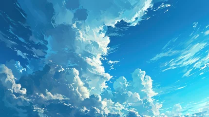 Foto op Canvas blue sky with clouds, manga, anime, comic style generative ai © ThisDesign