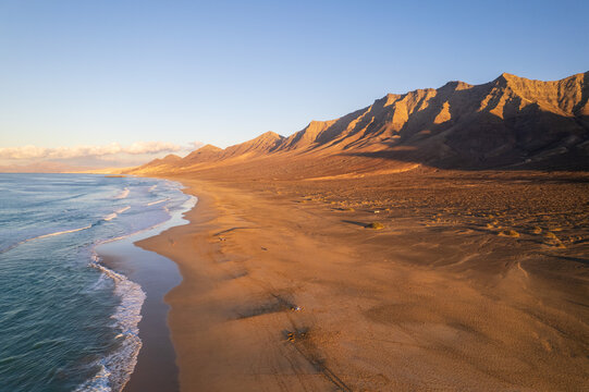 Aerial view of Cofete beach at Fuerteventura