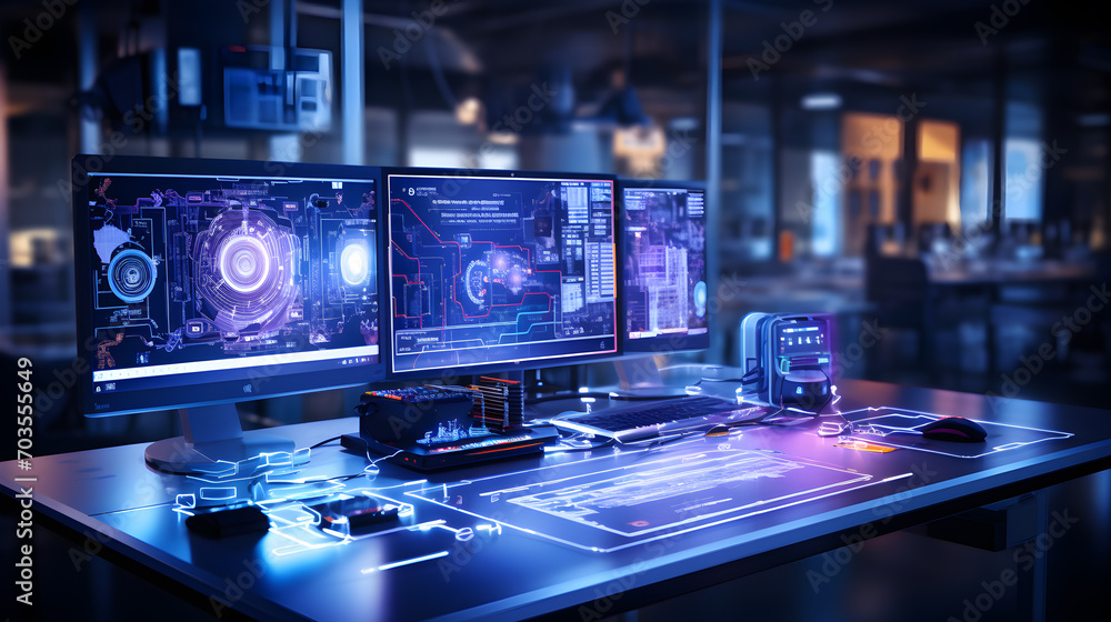 Poster computer with futuristic ux prototypes
