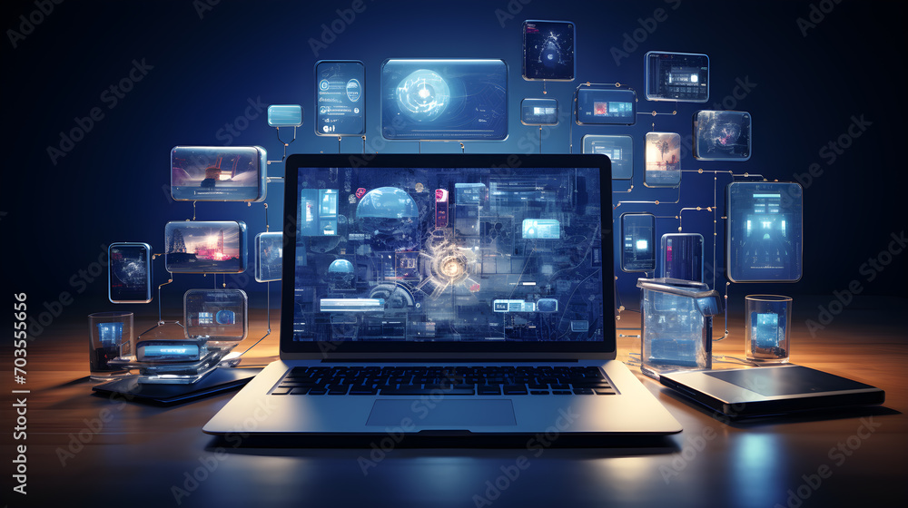 Poster computer with futuristic ux prototypes