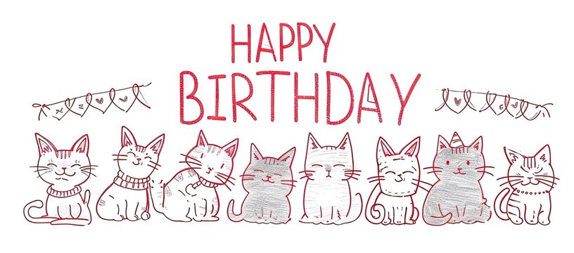 happy birthday cartoon cats happy cat silhouette Generative AI