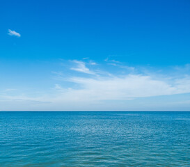 Landscape beautiful summer panoramal horizon look view tropical shore open sea beach cloud clean and blue sky background calm nature ocean wave water nobody travel at  thailand chonburi sun day time