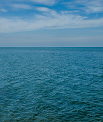 Fototapeta premium Landscape beautiful summer panoramal horizon look view tropical shore open sea beach cloud clean and blue sky background calm nature ocean wave water nobody travel at thailand chonburi sun day time