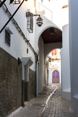 Passage street in the kasbah in Tangier medina