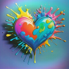 Color splash heart (Rainbow).