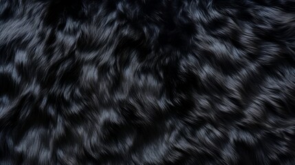 Black panther or puma luxurious fur texture. Abstract animal skin design. Black fur with black spots. Fashion. Black leopard. Design element, print, backdrop, textile, cover, background - obrazy, fototapety, plakaty
