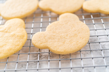 Panda shaped shortbread cookies with chocolate icing