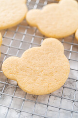 Panda shaped shortbread cookies with chocolate icing
