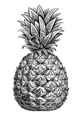 Pineapple sketch. Tropical summer fruit in vintage engraving style, hand drawn illustration