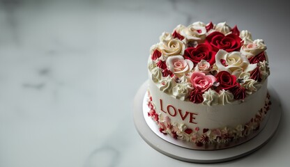 Obraz na płótnie Canvas white wedding cake with flowers on top