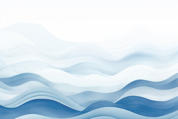 Abstract Blue and White Water Wave Watercolor Painting - obrazy, fototapety, plakaty