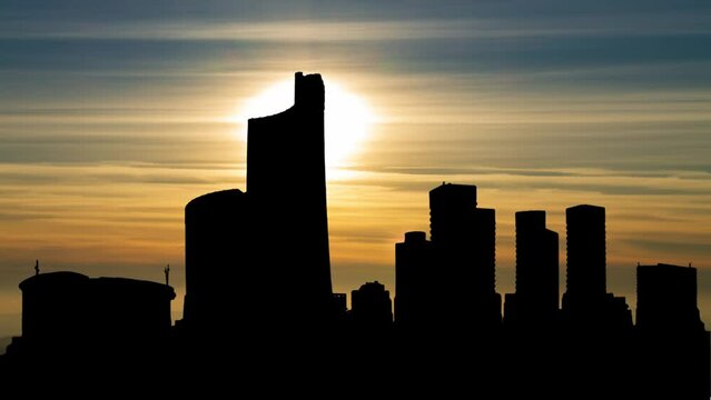 Capital of Libya, Tripoli skyline at Sunset,Time Lapse with Colorful Clouds
