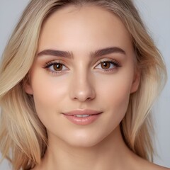 Fototapeta premium portrait of young happy blonde woman looks in camera, skin care beauty, skincare cosmetics, dental concept isolated over white background