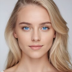 Obraz premium portrait of young happy blonde woman looks in camera, skin care beauty, skincare cosmetics, dental concept isolated over white background