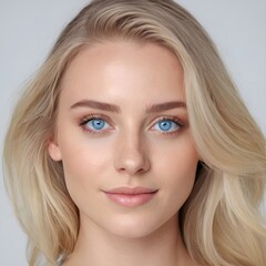 Obraz premium portrait of young happy blonde woman looks in camera, skin care beauty, skincare cosmetics, dental concept isolated over white background