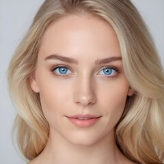 Naklejka premium portrait of young happy blonde woman looks in camera, skin care beauty, skincare cosmetics, dental concept isolated over white background