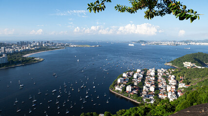 View of the Atlantic Ocean and the modern city of Rio de Janeiro.