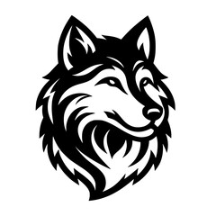 Vector logo of wolves. black and white logo of wolf head. suitable for esport logo, gaming, brand, emblem, tattoo