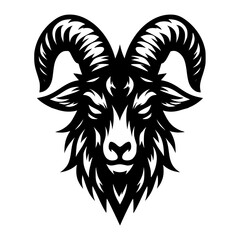 Vector logo of an evil skeleton. black and white logo of a scary goat skull. professional logo for tattoos, emblems, logos