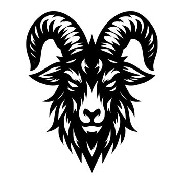 Vector logo of an evil skeleton. black and white logo of a scary goat skull. professional logo for tattoos, emblems, logos