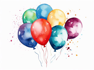 Balloons in Watercolor Colored on white