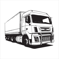 truck shipping car vector illustration black and white