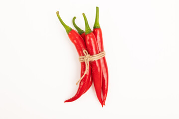 Bunch of red chilli pepper isolated on a white background