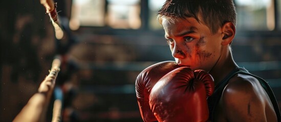 Young boxer's strength and resolve against a wrecking ball.