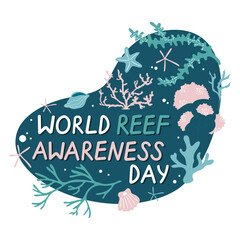 World reef awareness day June 1 vector design. Hand drawn illustration with corals. © Yulia
