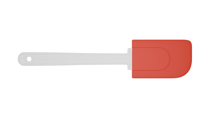 Red silicone scraper or spatula isolated on transparent and white background. Kitchen concept. 3D render - obrazy, fototapety, plakaty